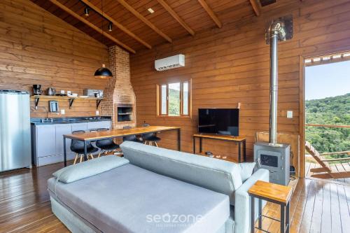 Η κουζίνα ή μικρή κουζίνα στο Cabana na serra com linda vista VST012