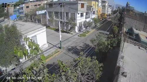 an overhead view of an empty street in a city at AKAO HOUSE in Arequipa