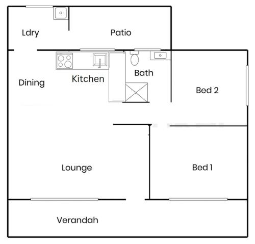 a block diagram of a room with at Ann St Bungalow-Perfect Escape! in Harrington
