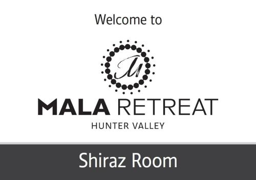 a logo for a malala retreat hunter valley at Mala Retreat Sleeps 7, Two Bedrooms & Ensuites in East Maitland
