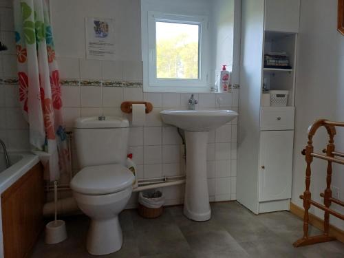 une salle de bain avec toilettes et lavabo dans l'établissement La grange, à Taillebois