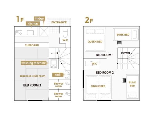 a floor plan of a house at Holiday home Furinkazan 風林火山 in Fujikawaguchiko