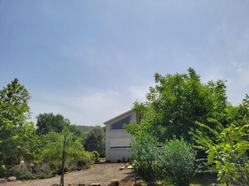 a house with a garage in the middle of trees at מקום בצפון הגולן - A place in the northern Golan Heights in Merom Golan