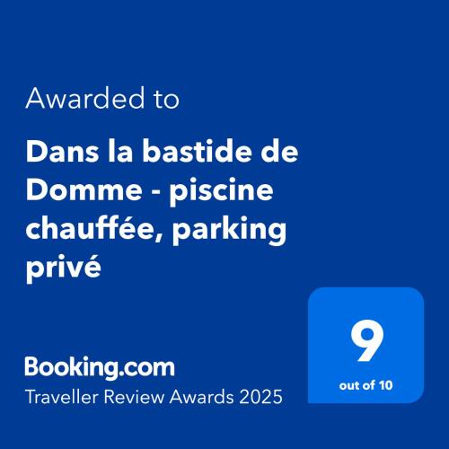 une capture d'écran d'un téléphone avec le texte attribué aux prêts la bistrict de dans l'établissement Dans la bastide de Domme - piscine chauffée, parking privé, à Domme