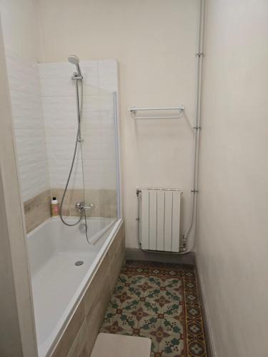 une salle de bain avec douche et baignoire dans l'établissement Escapade cathare, à Carcassonne