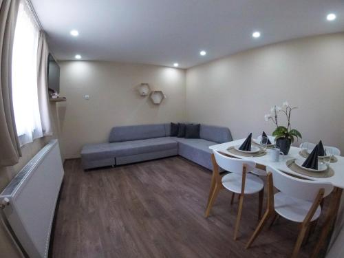 a living room with a couch and a table at Guest Rooms Lencho in Anton