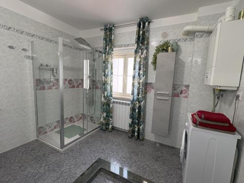 a bathroom with a shower and a toilet in it at Sunderville Superior in Peschici