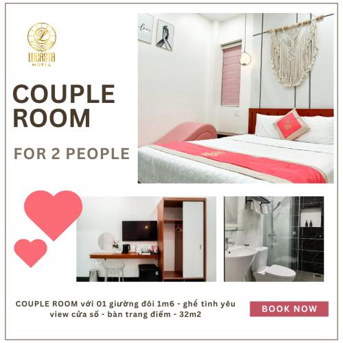 a collage of pictures of a hotel room with a bed at Lucasta Hotel in Can Tho