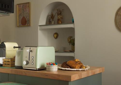 un comptoir de cuisine avec un grille-pain et une dinde dessus dans l'établissement Le Nid de l'Ecusson, à Montpellier