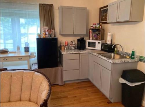a kitchen with a sink and a microwave at Sleepy Hollow Manor in Gettysburg