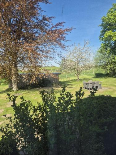 a park with a picnic table in the grass at Hotel Panorama in Wees