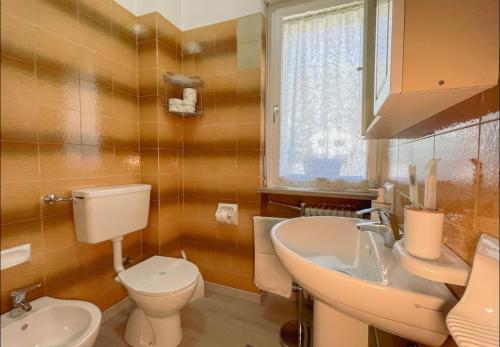 アオスタにあるLa Fiorita Aostaのトイレと洗面台付きのバスルーム