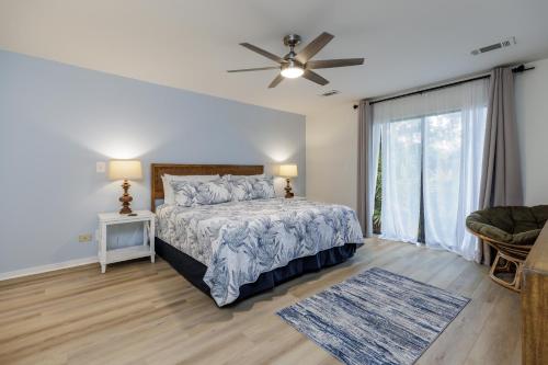 a bedroom with a bed and a ceiling fan at Pet Friendly, Patio, Close to Beach, QG515 in Hilton Head Island