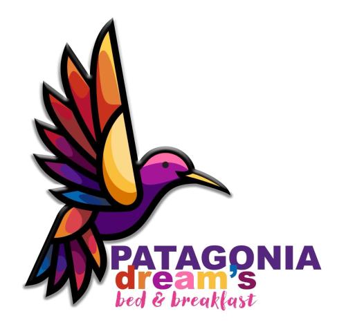 a colorful hummingbird logo with the words patagonia dreams bed and breakfast at B&B Patagonia Dreams in Puerto Montt
