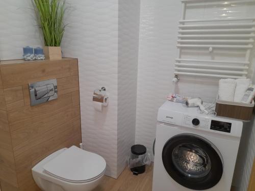 Koupelna v ubytování Apartament Idea Wacyn z miejscem parkingowym