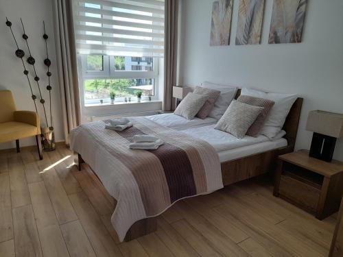 Postel nebo postele na pokoji v ubytování Apartament Idea Wacyn z miejscem parkingowym