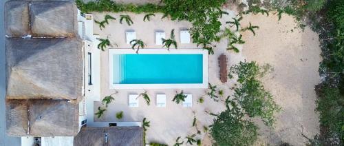 トゥルムにあるVilla Luxauthentika Tulumの島のプールの上空からの眺め