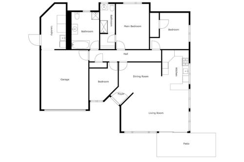 a floor plan of a house at Logan House, Stylish Getaway With BBQ and Yard in Taupo