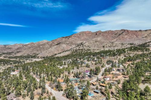 an aerial view of a resort in front of a mountain at Mountain Studio Cozy Escape with Stunning Views in Cascade-Chipita Park