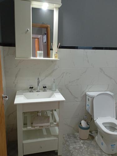 ein Badezimmer mit Waschbecken und Toilette in der Unterkunft Departamento in Trenque Lauquen