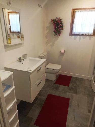 a bathroom with a white sink and a toilet at maison 2 chambres 4 lits 15mn Aéroport de Beauvais 5mn du château de la trye in Hermes