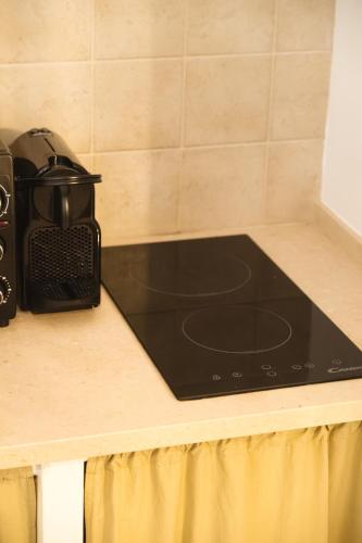 a kitchen counter top with a black stove top at CALMAPIANTA home for green lovers in Putignano