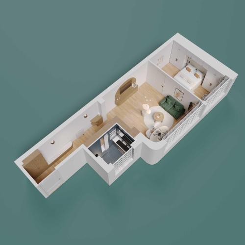 un plan d'étage ouvert d'une pièce avec dans l'établissement Chic apartment - 1BR-4P - République, à Paris