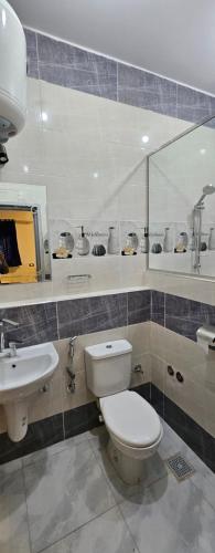 a bathroom with a toilet and a sink at Rayan Nubian Guest House in Aswan