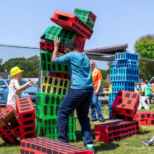 a man standing next to a stack of blocks at Private House Mins to Maymont Park, Trails & VCU! in Richmond