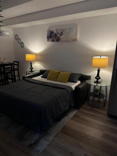 Katil atau katil-katil dalam bilik di Beautiful 1 bedroom suite close to YYC airport