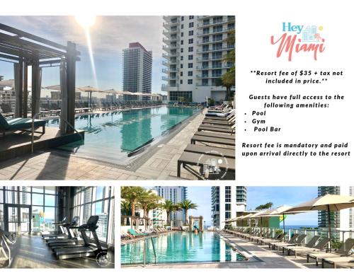 a collage of photos with a pool and a flyer at 3 BDR Beach Bliss in Hollywood
