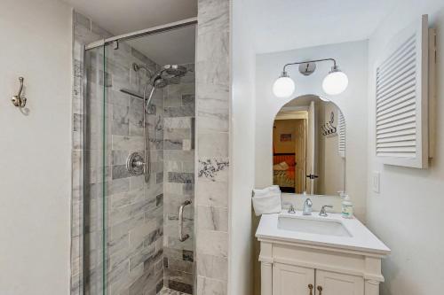 a bathroom with a sink and a shower at Hilton Head Resort 4313 in Hilton Head Island