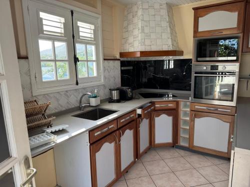 Kuchyň nebo kuchyňský kout v ubytování Tropicalys - Maison Vue Sur Mer, Plage 10m à pied