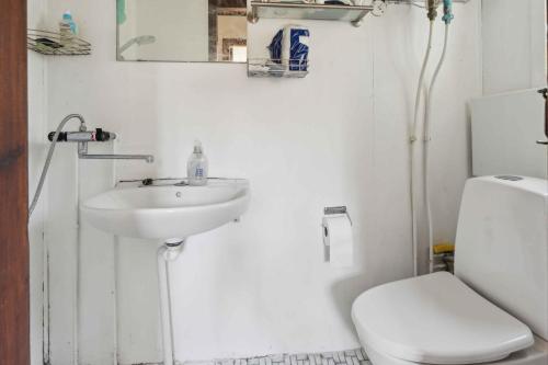 une salle de bain avec un lavabo et des toilettes dans l'établissement Charming Holiday Home In Peaceful Surroundings, à Gedser