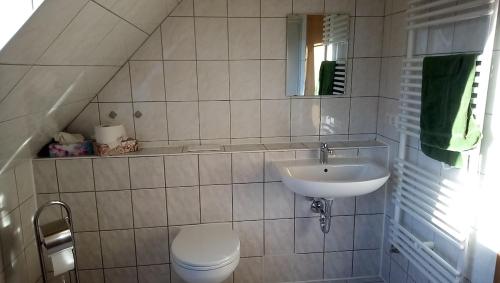 Koupelna v ubytování Ferienwohnung,Monteurwohnung Spreenhagen bei Berlin