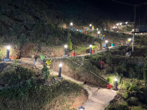 a group of lights on a hill at night at HillCrest Valley Ranikhet in Rānīkhet