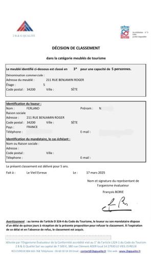 Capture d'écran d'une page d'un document dans l'établissement Somptueux T3 vue unique, pisicne, à Sète