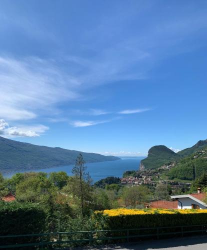 a view of a body of water from a hill at Hotel Garni Bel Sito in Tremosine Sul Garda