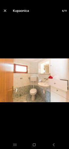 a bathroom with a toilet and a sink at Apartman Alar in Pridraga