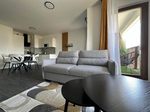 un salon avec un canapé et une table dans l'établissement Appartement T2, à Pierrefitte-sur-Seine