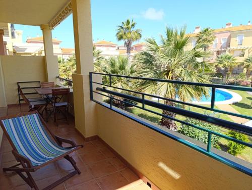 En balkon eller terrasse på Apartamento Islantilla Golf