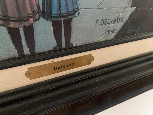 a sign that says delphine on a window with a painting at Walden in Lo-Reninge