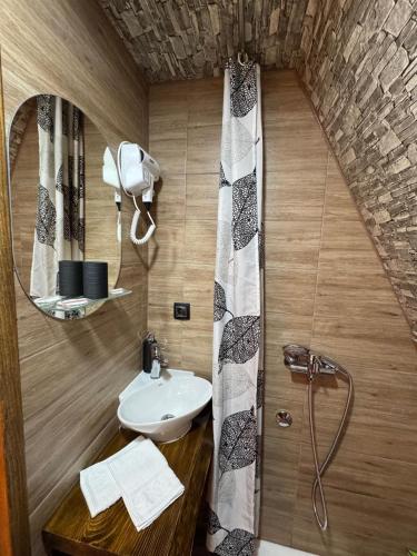 a bathroom with a sink and a shower at Dream House Una in Orašac