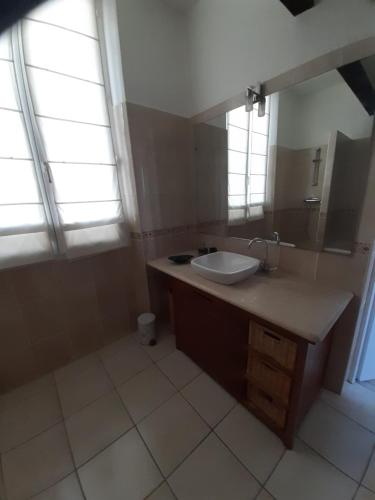 une salle de bain avec un lavabo et un miroir dans l'établissement Charmante maison de ville, à Grasse