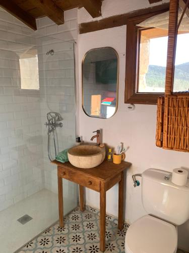 a bathroom with a sink and a toilet at Casa Santierno in Valtablado del Río