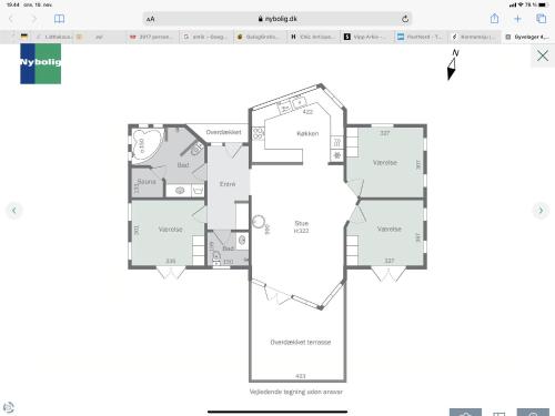 a drawing of a floor plan of a house at Holiday Home With Sauna Near Anneberg in Højby