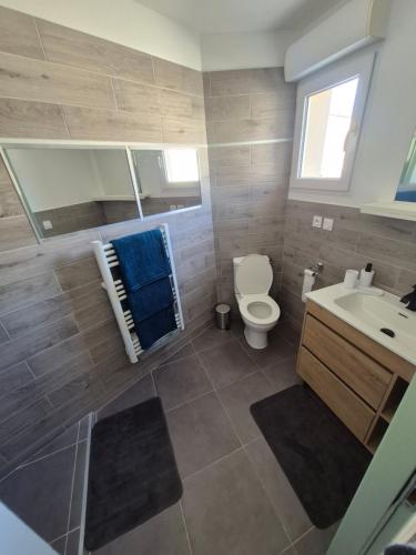 une salle de bain avec toilettes et lavabo dans l'établissement Havre de paix, à Calvisson