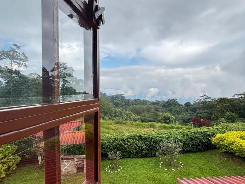 a window view of a garden from a house at Apartamento Temático Rancho Texas in La Mesa