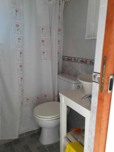 a bathroom with a toilet and a sink at El patio apart in Esquina