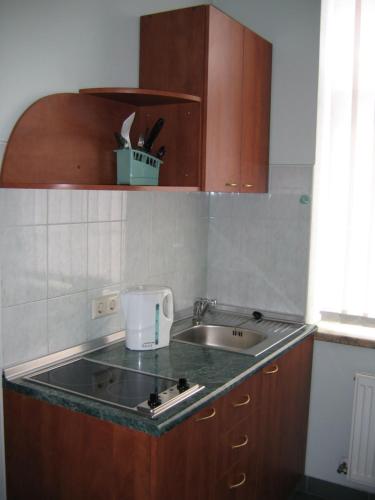 a kitchen with a sink and a counter top at Avanta in Liepāja
